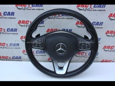 Volan din piele cu comenzi si padele MERCEDES A-CLASS 2012-2018 oe A0014609503, vedere frontata