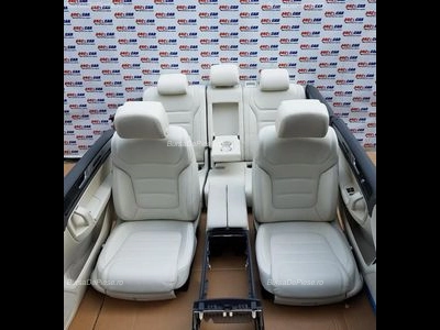 Interior complet din piele alba full electric cu memorie VOLKSWAGEN TOUAREG 2010-2018, vedere frontata