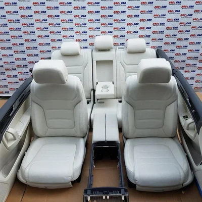 Interior complet din piele alba full electric cu memorie VOLKSWAGEN TOUAREG 2010-2018, vedere frontata