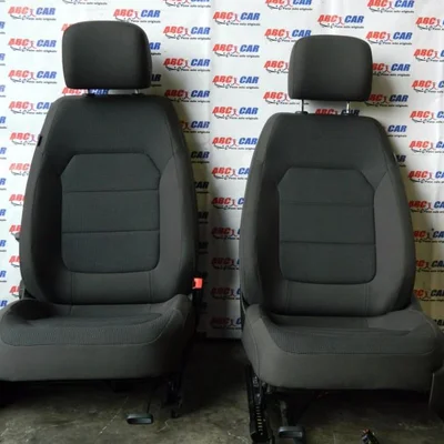 Scaune fata electrice maro inchis din material VOLKSWAGEN PASSAT B7 2010-2014, vedere frontata