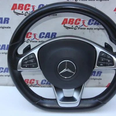 Volan din piele cu comenzi si padele MERCEDES GLC 2015-2022, vedere frontata